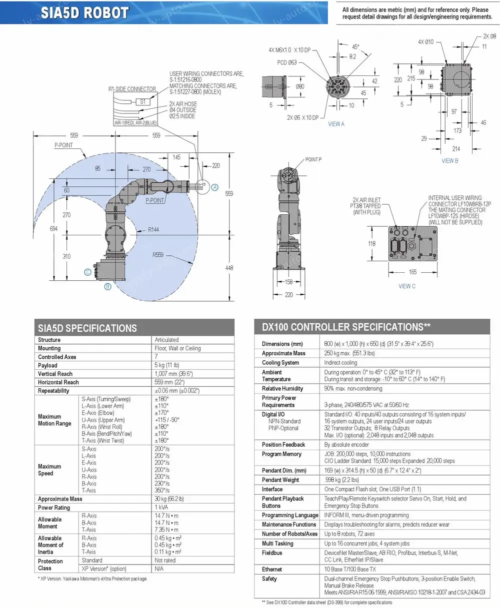 SIA5D robot spec diagram