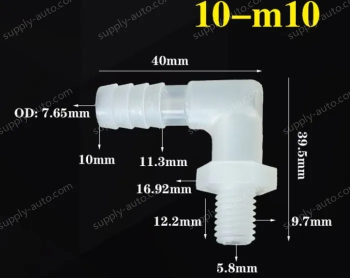 10-M10-M thread right angle elbow