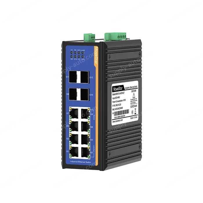 4 Ports Gigabit SFP + 8 Ports Gigabit RJ45 Din-Rail Managed Industrial Ethernet Switch