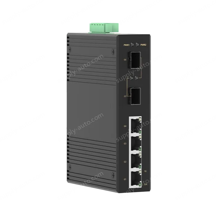 2 Ports Gigabit SFP + 4 Ports Gigabit RJ45 Din-Rail Unmanaged Industrial Ethernet Switch