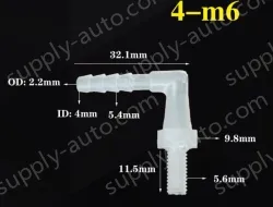 4-M6-M thread right angle elbow