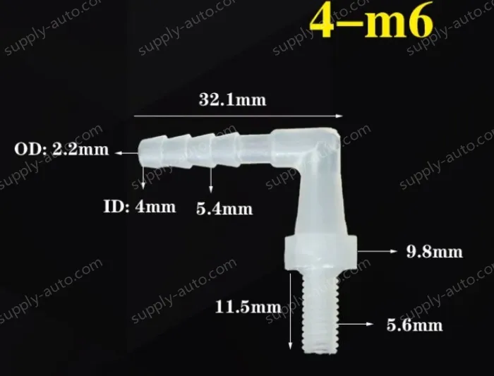 4-M6-M thread right angle elbow