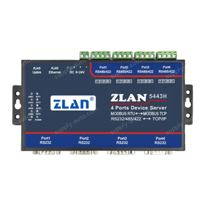 4 RS232 serial ports and 4 RS422/485 serial ports Serial Device Server