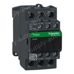 LC1D32BD IEC contactor, TeSys Deca, nonreversing, 32A, 20HP at 480VAC, up to 100kA SCCR, 3 phase, 3 NO, 24VDC coil, open style