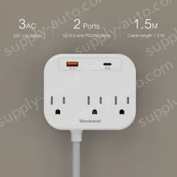 20W PD quick charger 3 AC Outlet Power Strip
