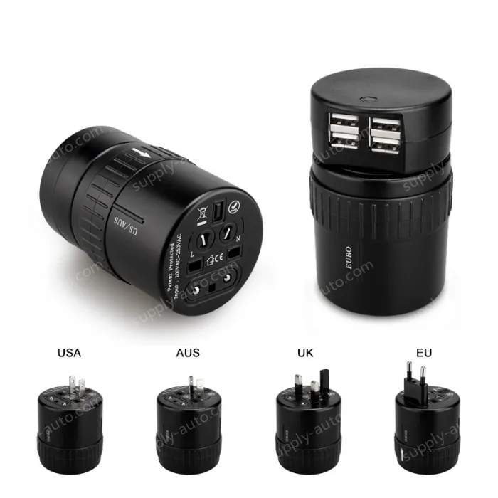 Universal travel adapter with 4 USB KRUSB-WLG3339B