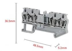 ST2.5-QUATTRO Yellow & Green Spring Terminal Blocks DIN rail type in-line terminal blocks