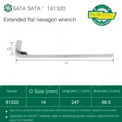 Extended flat head hex wrench 14mm 81320