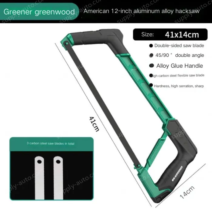 Industrial Heavy Duty 12 inch all-aluminum hacksaw stand with 3 carbon hacksaw blades