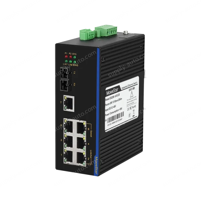 1 Port 100M F(x) + 7 Ports 10/100M T(x) Din-Rail Unmanaged Industrial Ethernet Switch