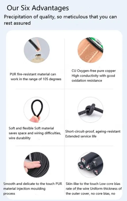 5 core 4 core 2 core sensor cable 22 AWG 3 pole