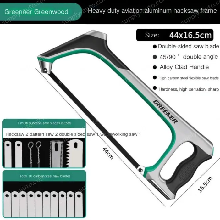 Heavy Aviation Aluminum Hacksaw 3 seconds to change the saw blade contains 10 carbon steel saw blades + 7 multi-function saw blades