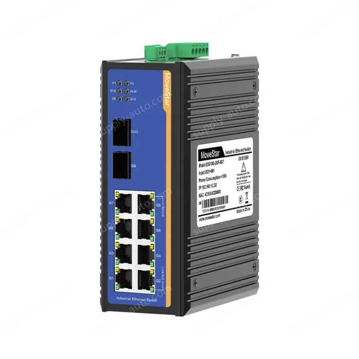 2 Ports Gigabit SFP + 8 Ports Gigabit T(x) Din-Rail Managed Industrial Ethernet Switch
