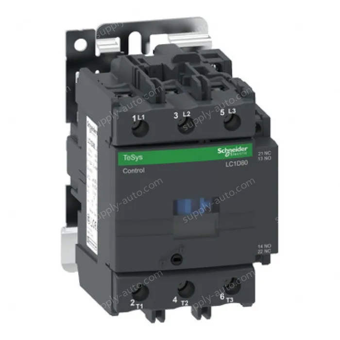 LC1D80E7C TeSys Deca Contactor, 3-Pole (3NO), AC-3/AC-3e, <=440V, 80A, 48VAC, Screw Terminal