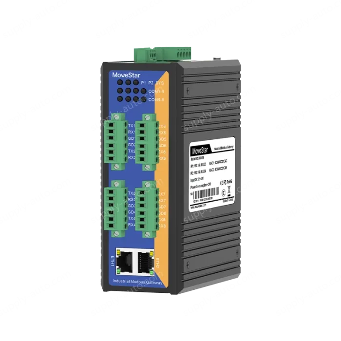 8 Ports RS485 to 2 Ports Ethernet Modbus Industrial Smart Gateway